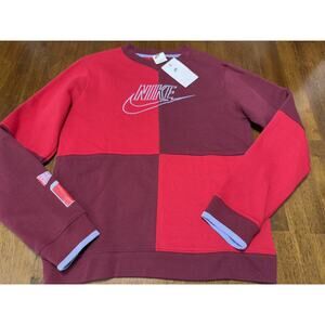 NEW Nike Red & Burgundy Color Block Sweatshirt Boys YOUTH XL NWT